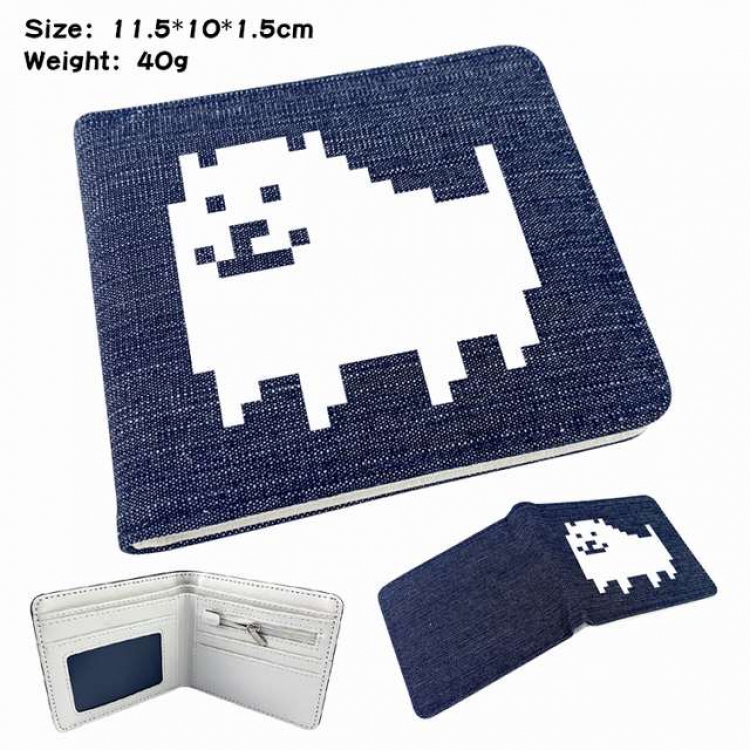 Undertale Anime Printed denim color picture bi-fold wallet 11.5X10X1.5CM 40G