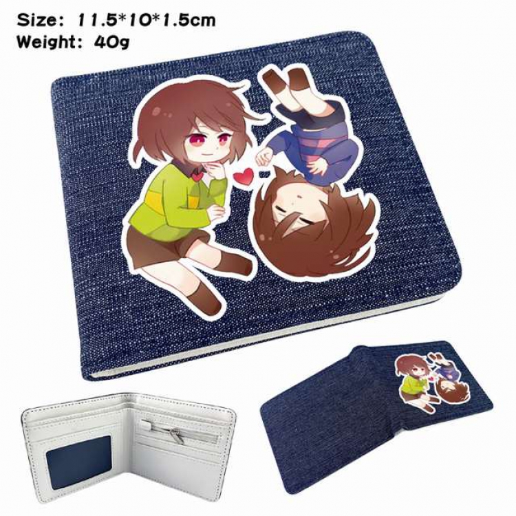 Undertale Anime Printed denim color picture bi-fold wallet 11.5X10X1.5CM 40G