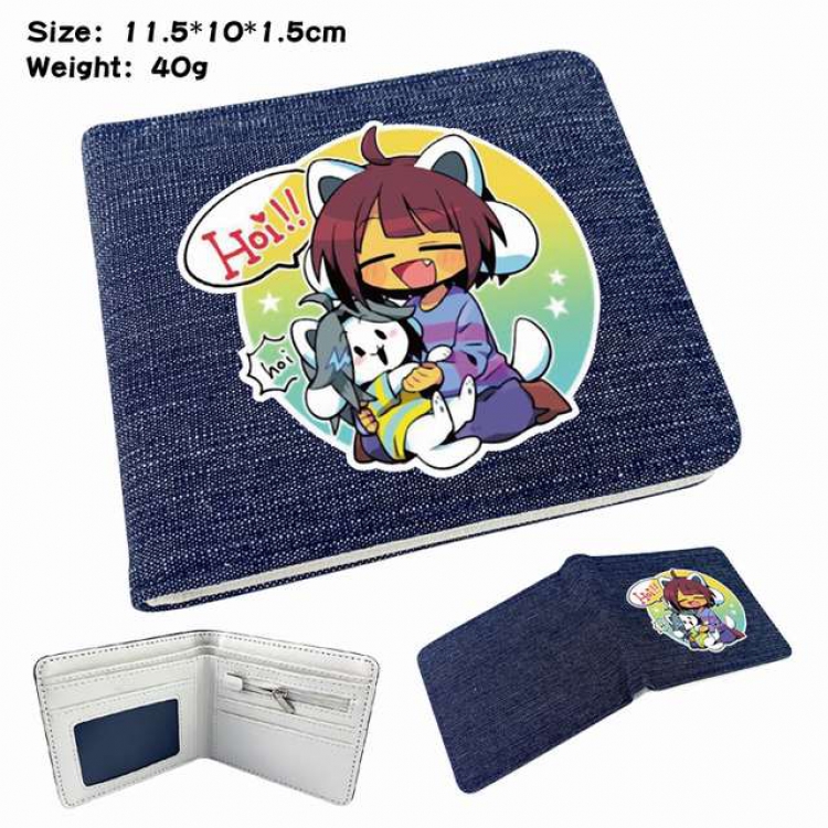 Undertale Anime Printed denim color picture bi-fold wallet 11.5X10X1.5CM 40G