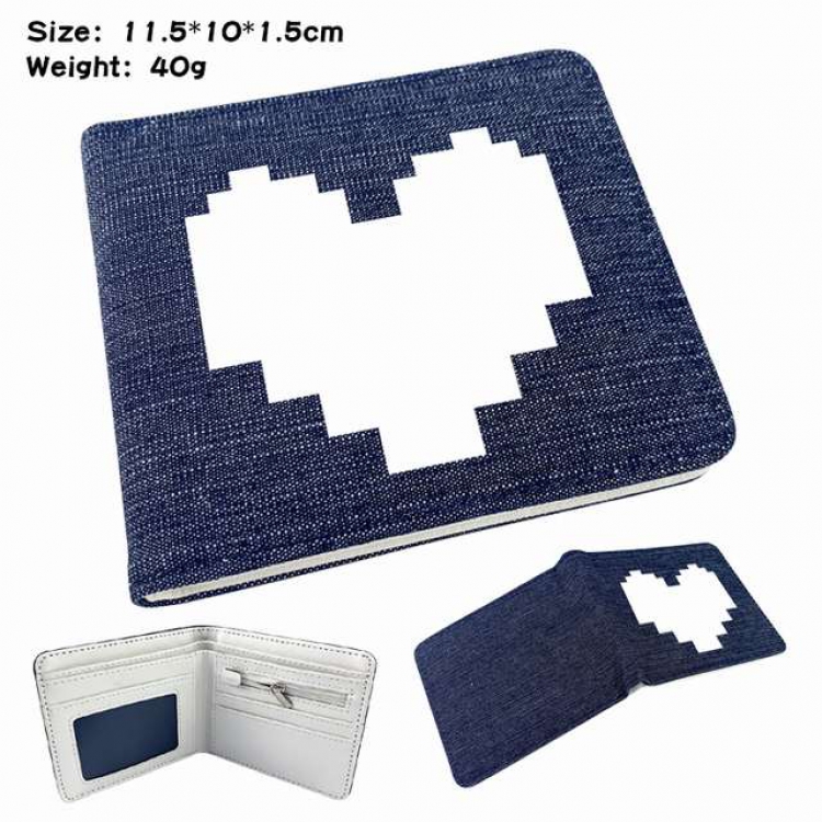 Undertale Anime Printed denim color picture bi-fold wallet 11.5X10X1.5CM 40G