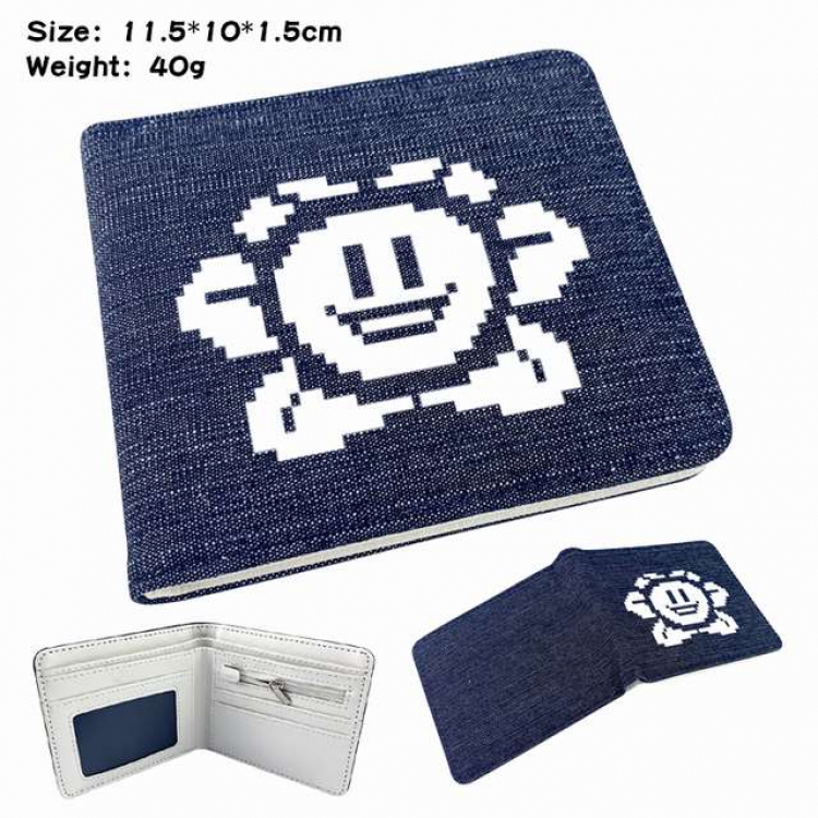 Undertale Anime Printed denim color picture bi-fold wallet 11.5X10X1.5CM 40G