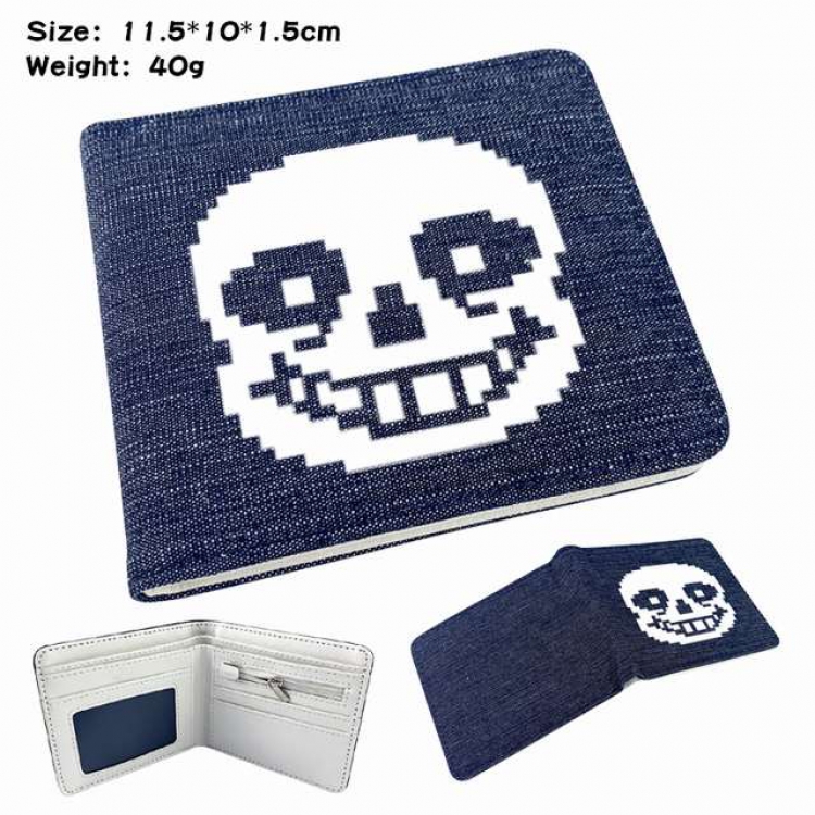 Undertale Anime Printed denim color picture bi-fold wallet 11.5X10X1.5CM 40G