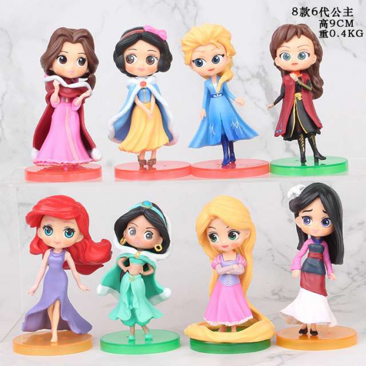 Disney Princess Bagged Figure Decoration Model 9CM 0.4KG a set of 8 a box of 100 sets