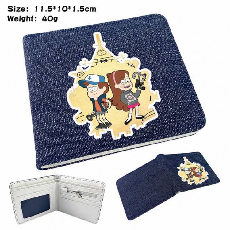 Gravity Falls Anime Printed denim color picture bi-fold wallet 11.5X10X1.5CM 40G