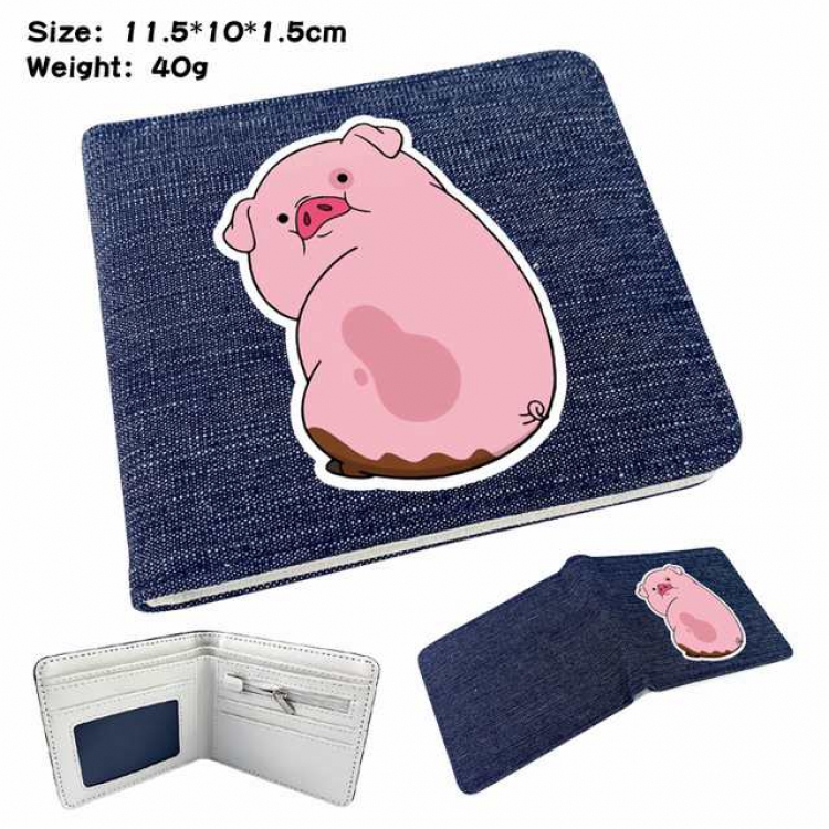 Gravity Falls Anime Printed denim color picture bi-fold wallet 11.5X10X1.5CM 40G