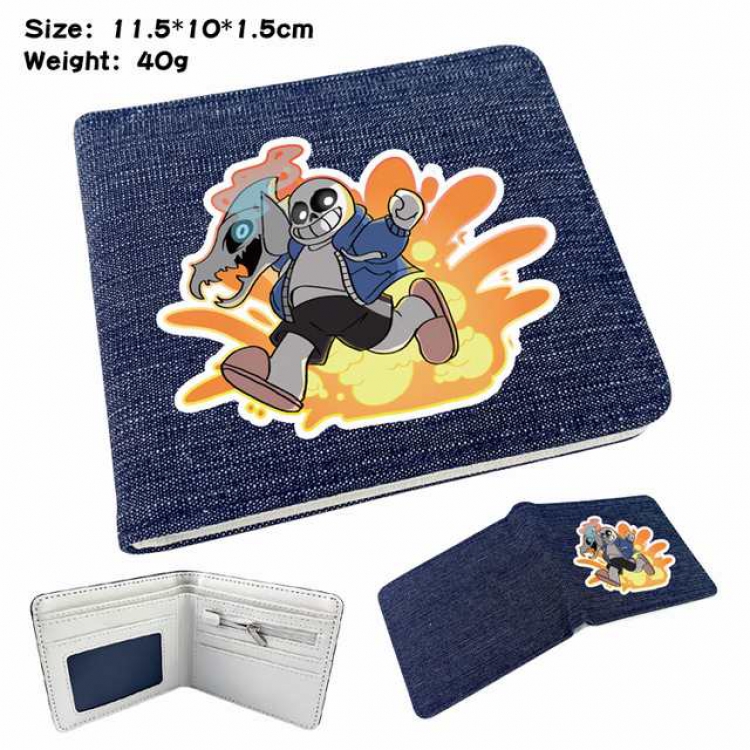 Undertale Anime Printed denim color picture bi-fold wallet 11.5X10X1.5CM 40G