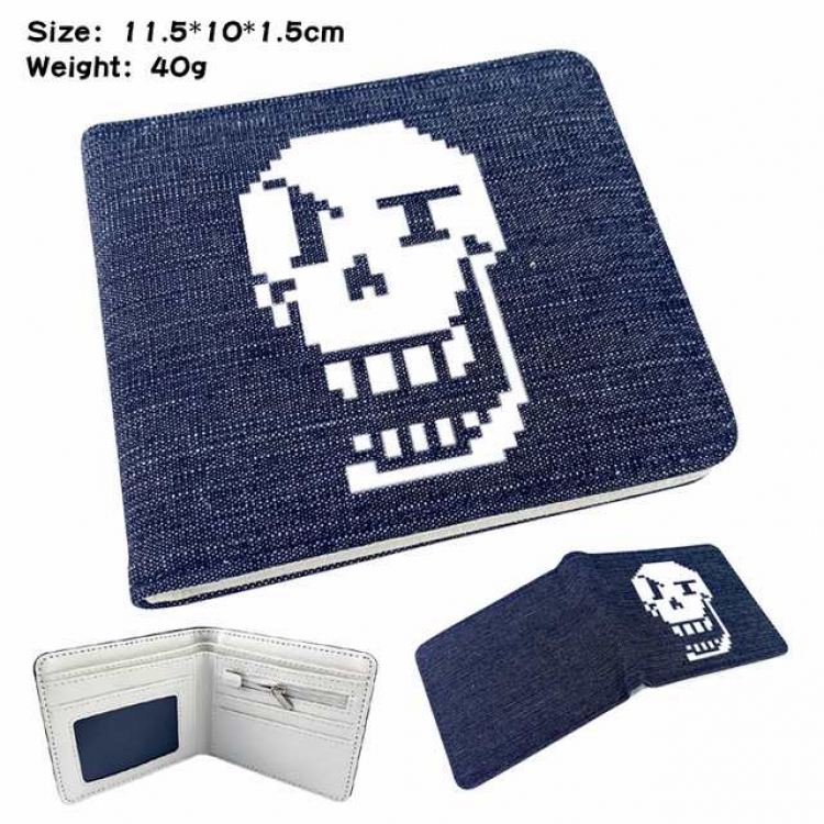 Undertale Anime Printed denim color picture bi-fold wallet 11.5X10X1.5CM 40G