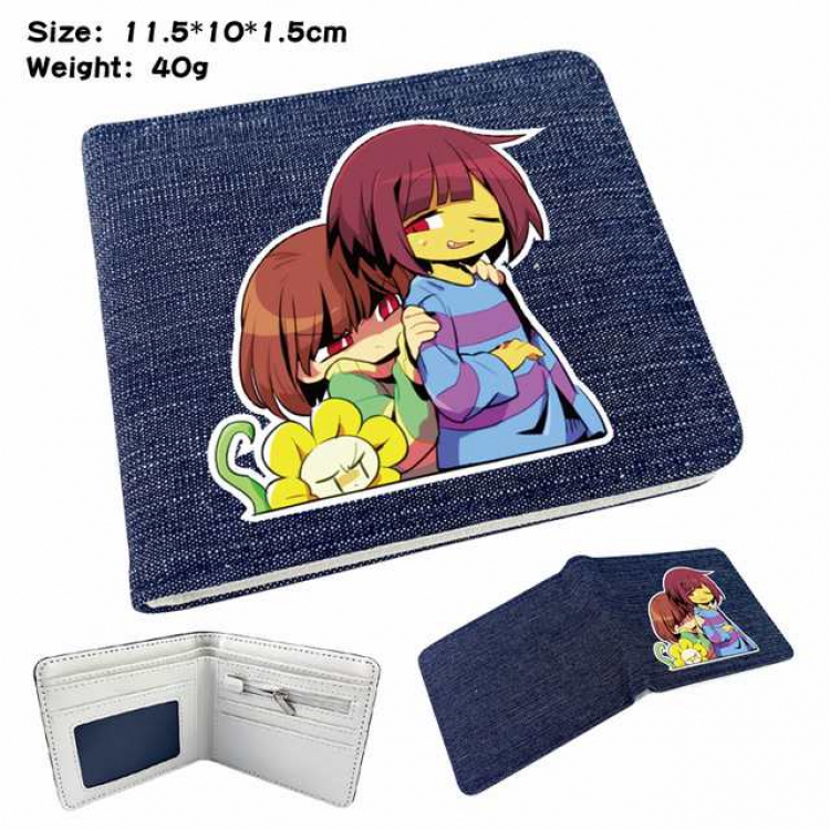 Undertale Anime Printed denim color picture bi-fold wallet 11.5X10X1.5CM 40G