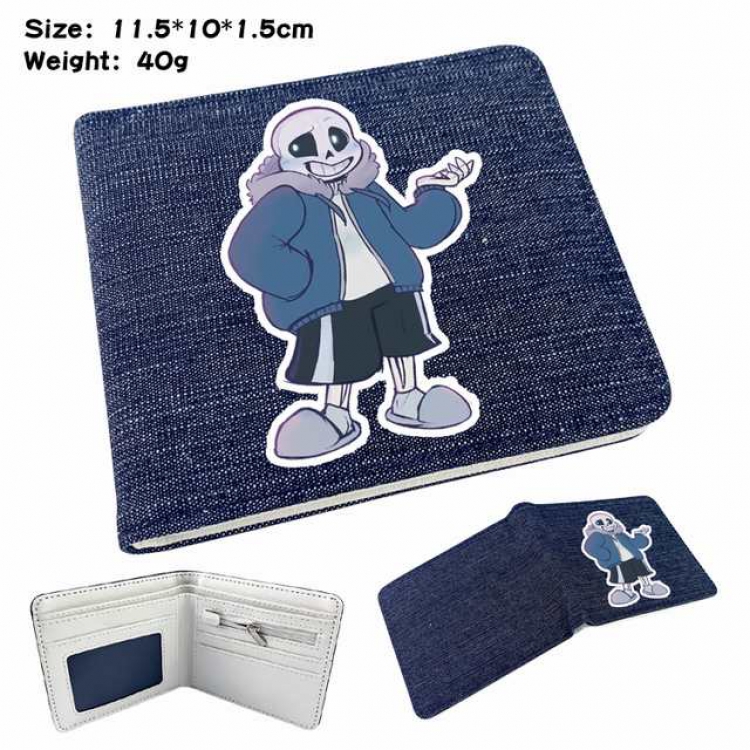 Undertale Anime Printed denim color picture bi-fold wallet 11.5X10X1.5CM 40G