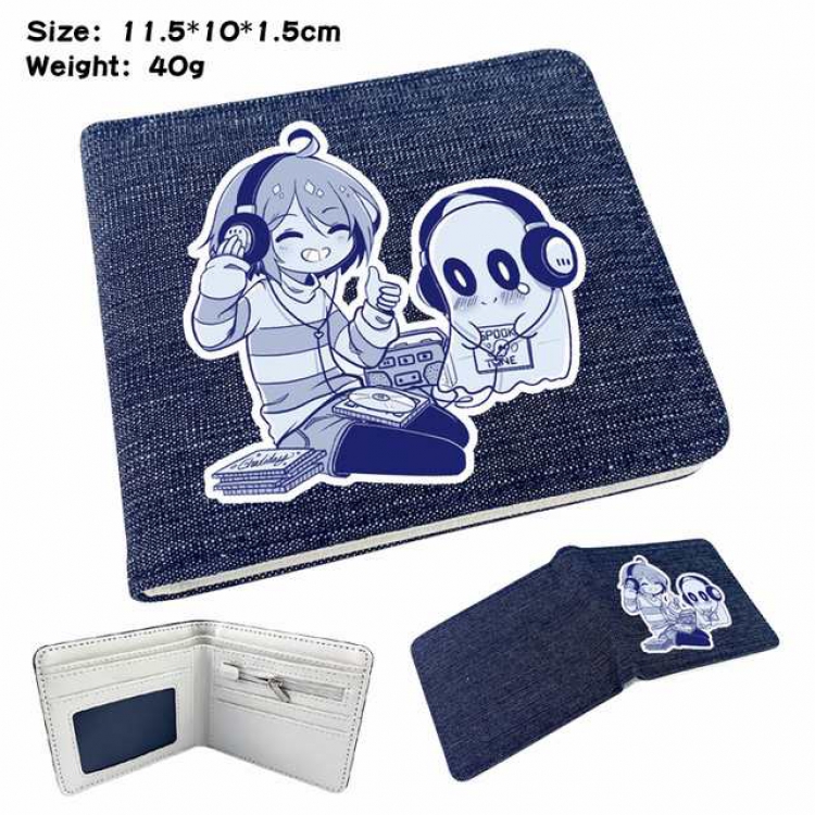 Undertale Anime Printed denim color picture bi-fold wallet 11.5X10X1.5CM 40G