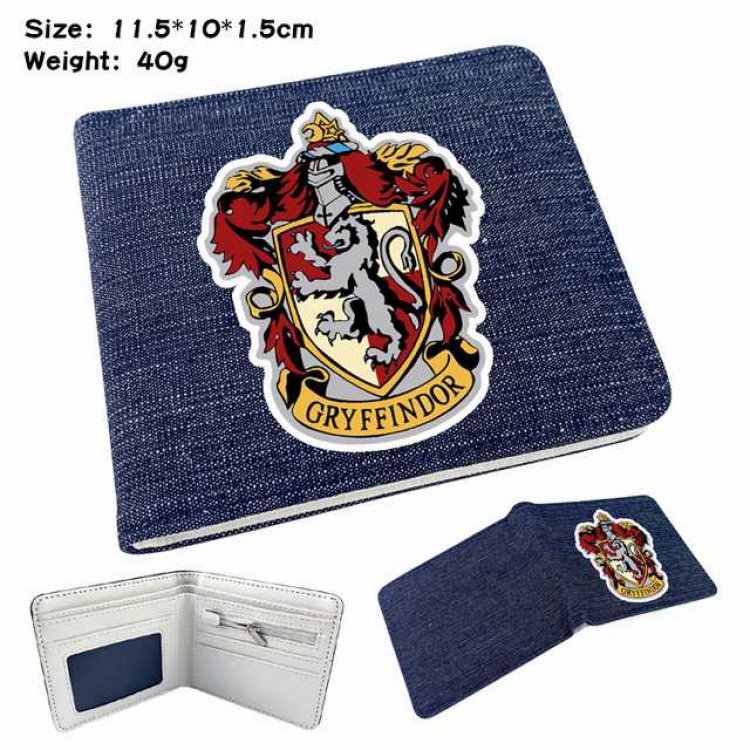 Harry Potter Anime Printed denim color picture bi-fold wallet 11.5X10X1.5CM 40G