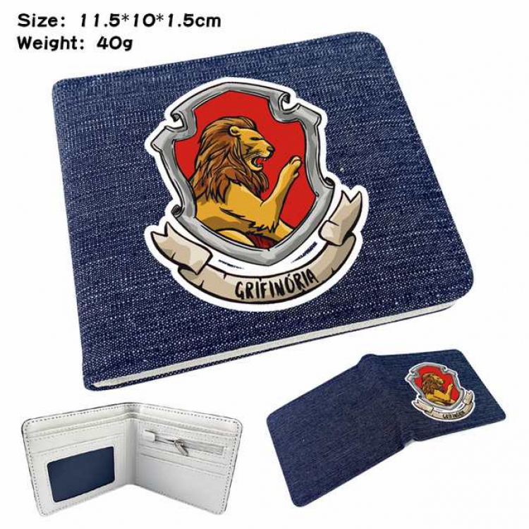Harry Potter Anime Printed denim color picture bi-fold wallet 11.5X10X1.5CM 40G