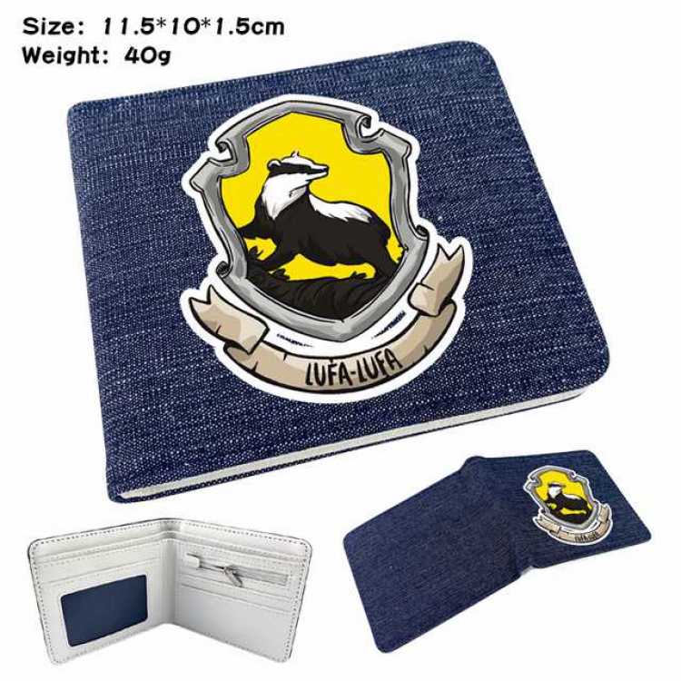 Harry Potter Anime Printed denim color picture bi-fold wallet 11.5X10X1.5CM 40G