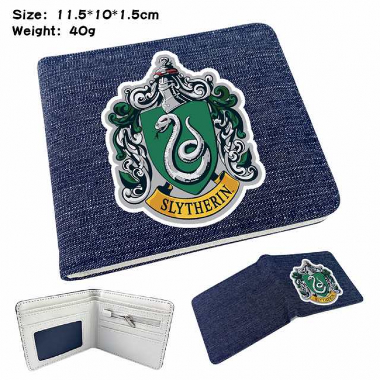 Harry Potter Anime Printed denim color picture bi-fold wallet 11.5X10X1.5CM 40G