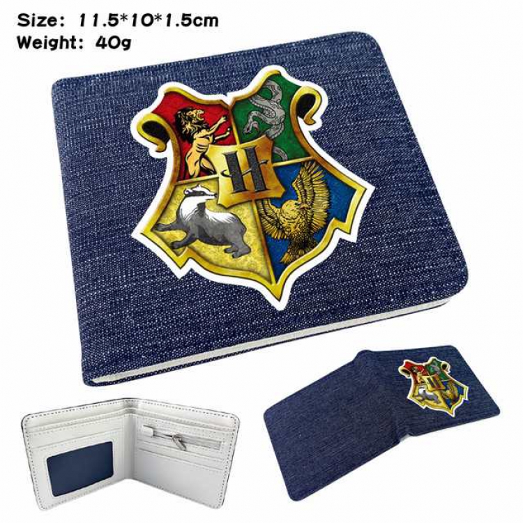 Harry Potter Anime Printed denim color picture bi-fold wallet 11.5X10X1.5CM 40G