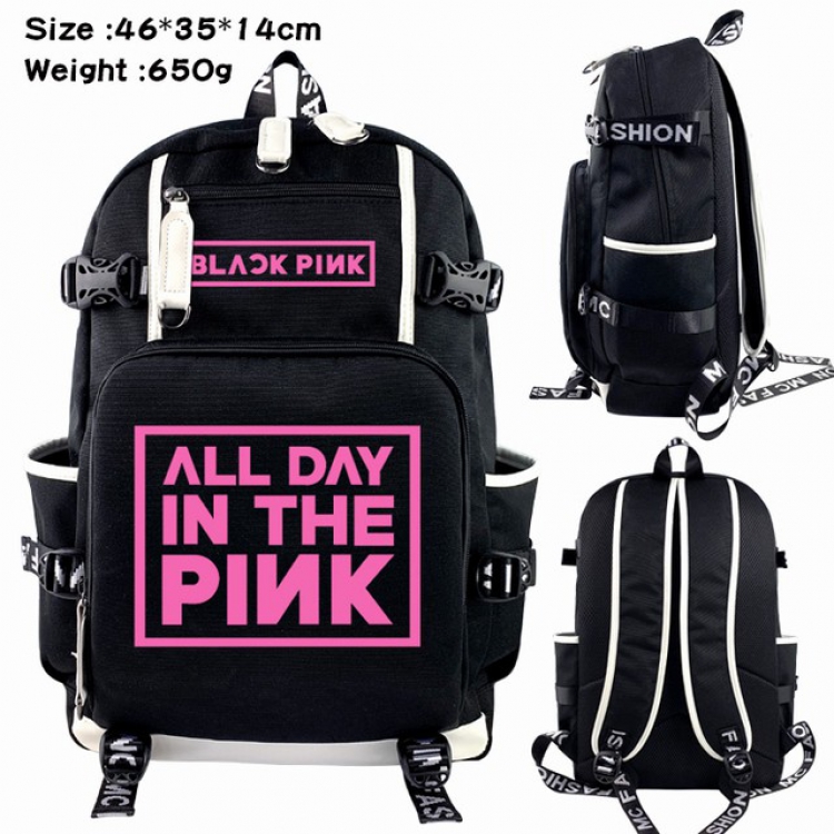 Black Pink Anime Backpack schoolbag 46X35X14CM 650G