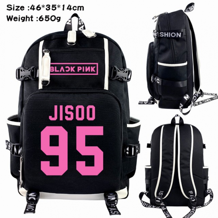Black Pink Jisoo Anime Backpack schoolbag 46X35X14CM 650G