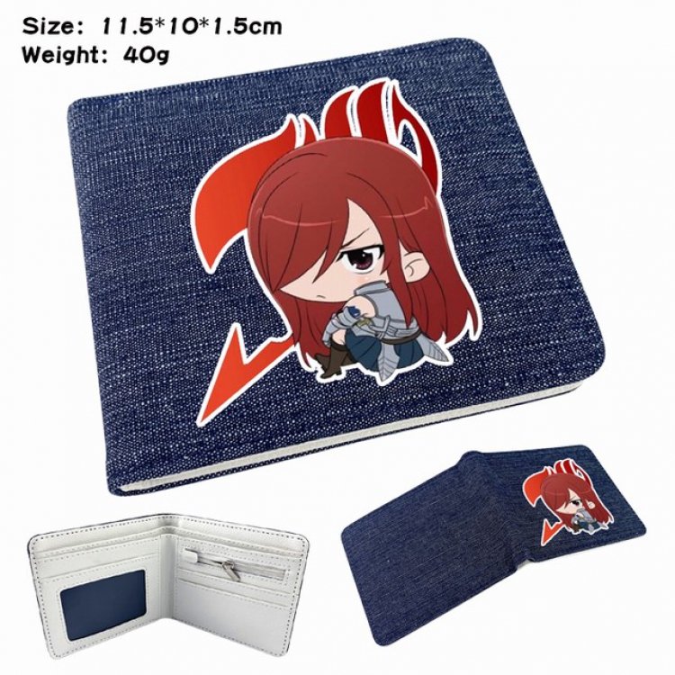 Fairy tail Anime Printed denim color picture bi-fold wallet 11.5X10X1.5CM 40G