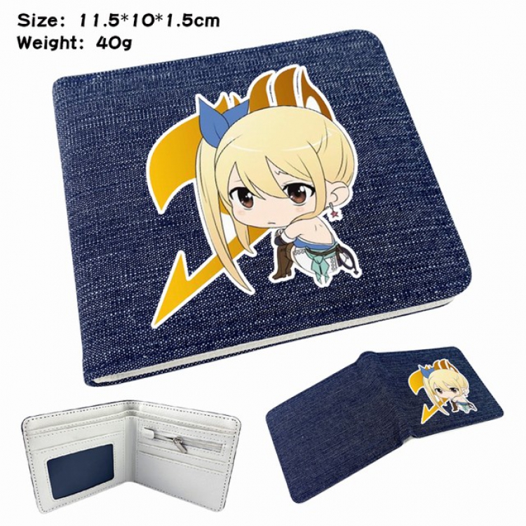 Fairy tail Anime Printed denim color picture bi-fold wallet 11.5X10X1.5CM 40G