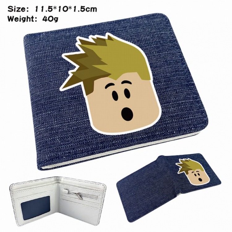 Roblox Anime Printed denim color picture bi-fold wallet 11.5X10X1.5CM 40G