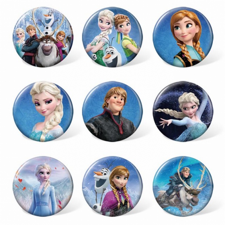 Frozen Circle a set of 9 Round cloth badge brooch 58MM Style A