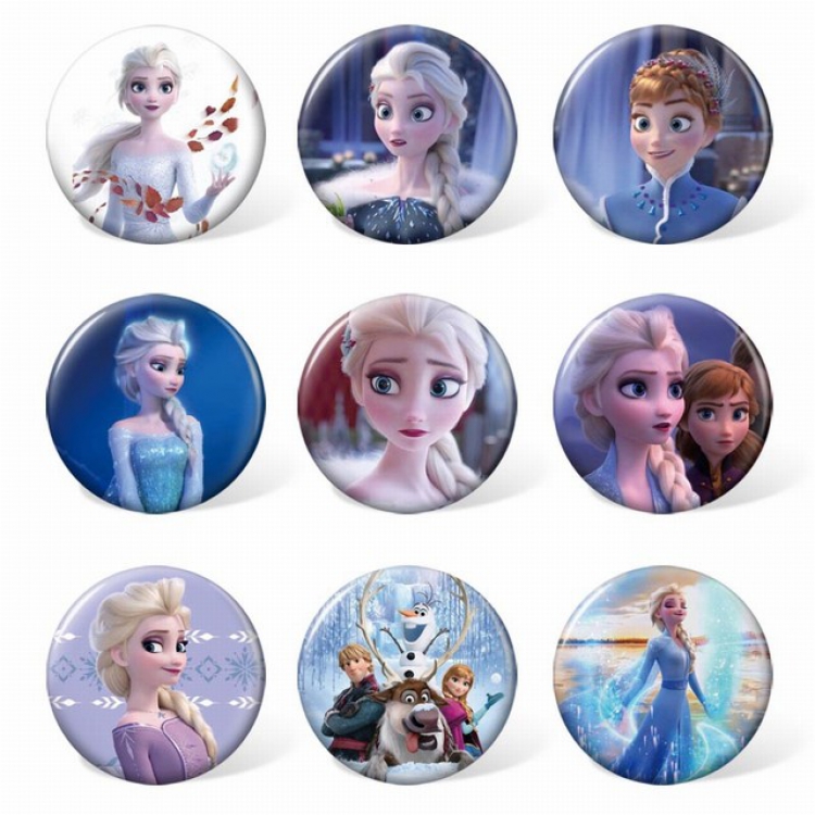 Frozen Circle a set of 9 Round cloth badge brooch 58MM Style D