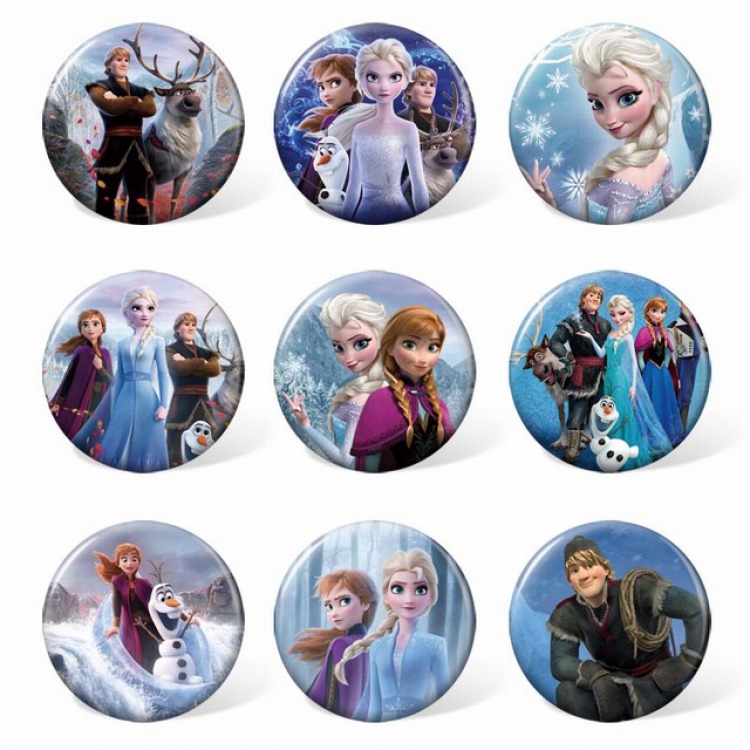 Frozen Circle a set of 9 Round cloth badge brooch 58MM Style B