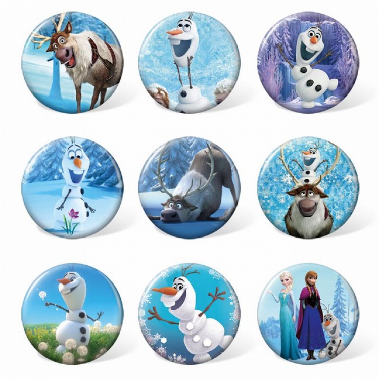 Frozen Circle a set of 9 Round cloth badge brooch 58MM Style F