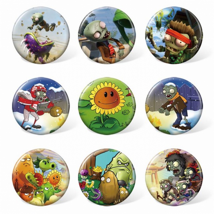 Plants vs. Zombies Circle a set of 9 Round cloth badge brooch 58MM Style C