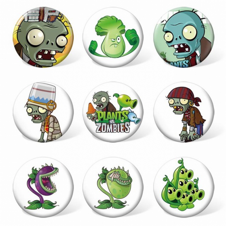 Plants vs. Zombies Circle a set of 9 Round cloth badge brooch 58MM Style A