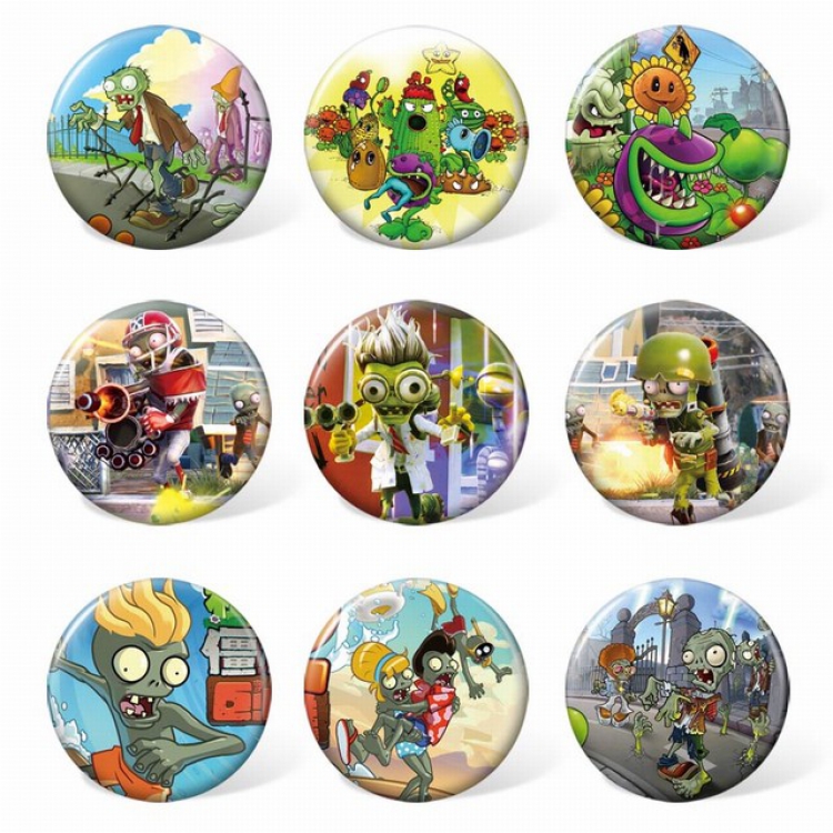 Plants vs. Zombies Circle a set of 9 Round cloth badge brooch 58MM Style D