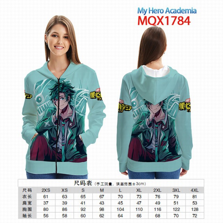 My Hero Academia Full color zipper hooded Patch pocket Coat Hoodie 9 sizes from XXS to 4XL MQX 1784