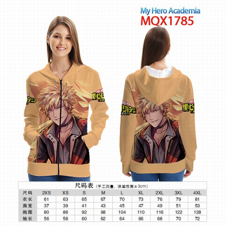My Hero Academia Full color zipper hooded Patch pocket Coat Hoodie 9 sizes from XXS to 4XL MQX 1785