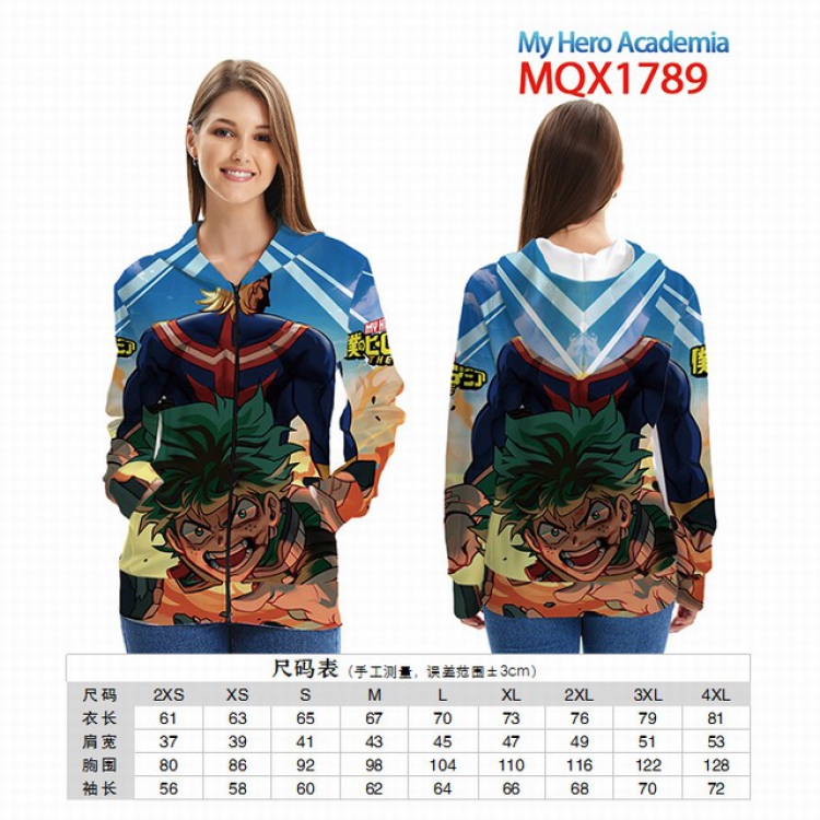 My Hero Academia Full color zipper hooded Patch pocket Coat Hoodie 9 sizes from XXS to 4XL MQX 1789