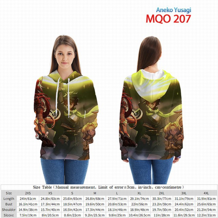 Aneko Yusagi Full Color Patch pocket Sweatshirt Hoodie EUR SIZE 9 sizes from XXS to XXXXL MQO207