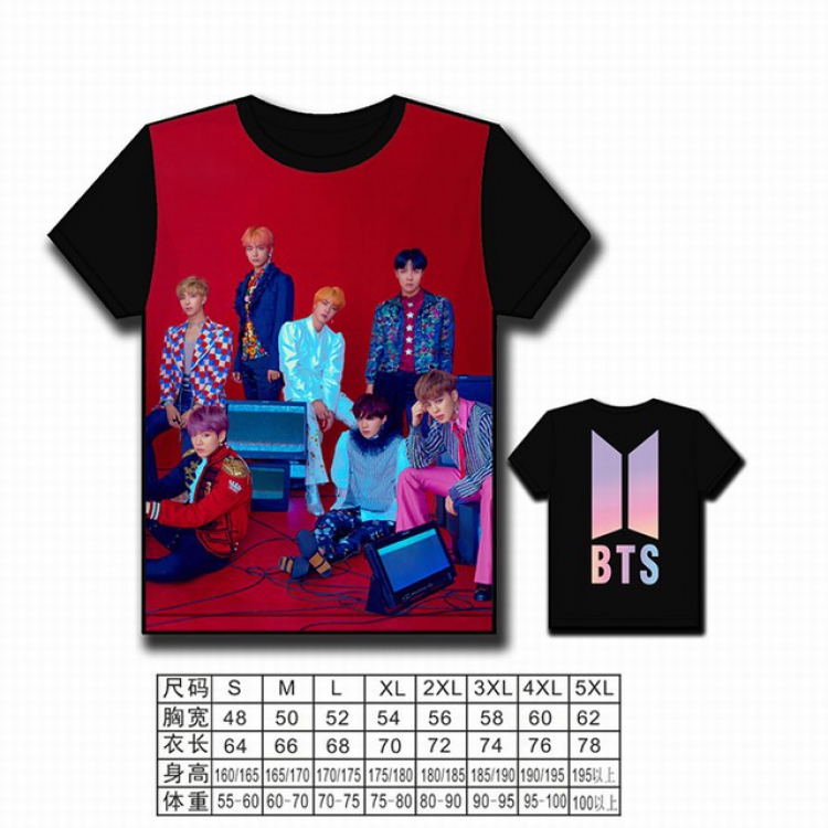 BTS Korean star combination full color printed short-sleeved T-shirt S M L XL 2XL 3XL 4XL 5XL