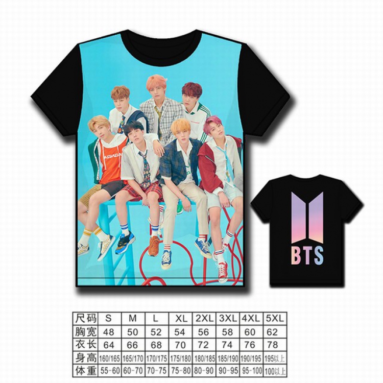 BTS Korean star combination full color printed short-sleeved T-shirt S M L XL 2XL 3XL 4XL 5XL