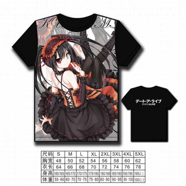 Date-A-Live Full color printed short-sleeved T-shirt S M L XL 2XL 3XL 4XL 5XL NO FILLING