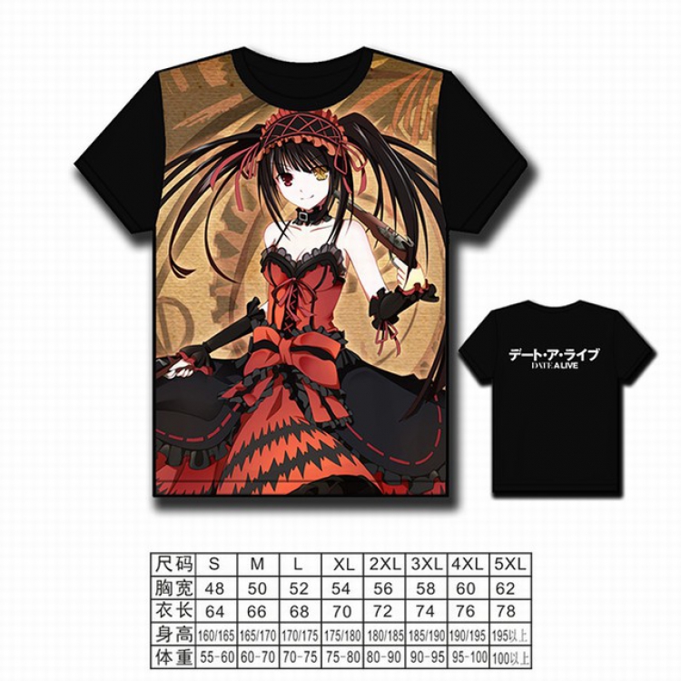 Date-A-Live Full color printed short-sleeved T-shirt S M L XL 2XL 3XL 4XL 5XL NO FILLING