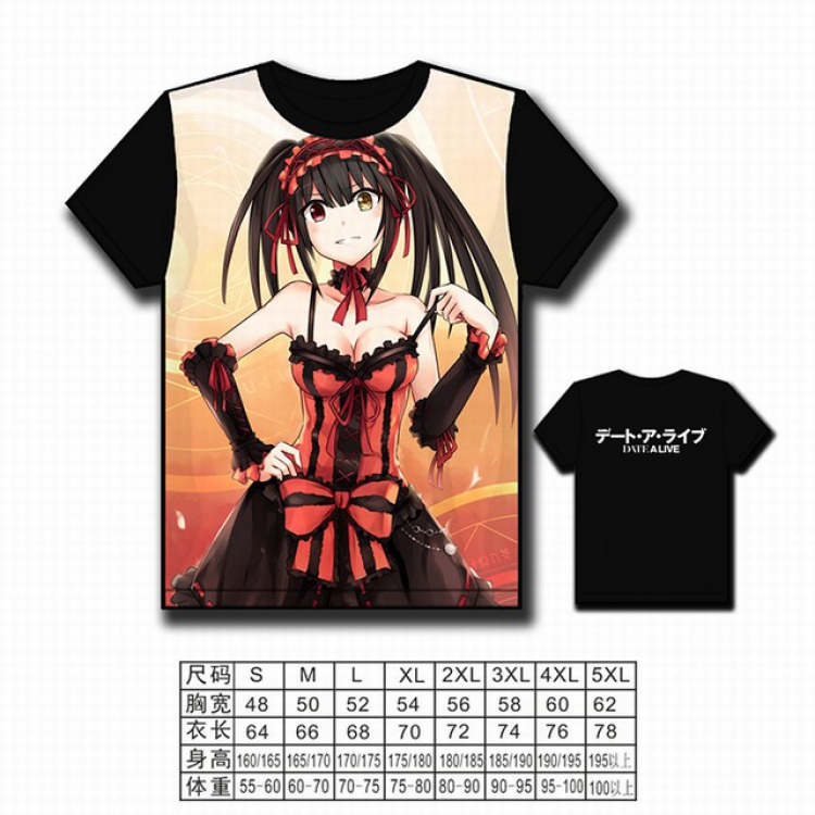 Date-A-Live Full color printed short-sleeved T-shirt S M L XL 2XL 3XL 4XL 5XL NO FILLING