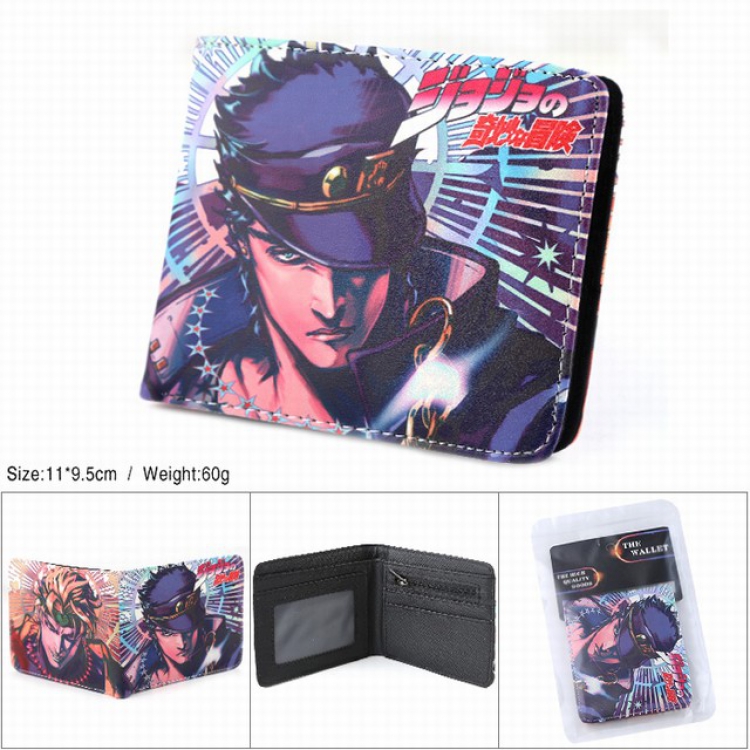 JoJos Bizarre Adventure Full color silk screen two fold short card bag wallet purse