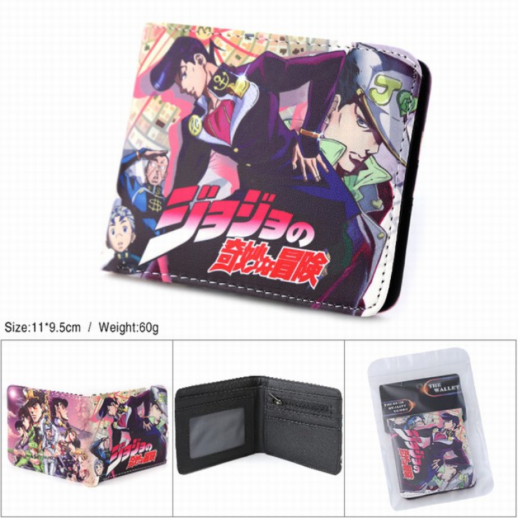 JoJos Bizarre Adventure Full color silk screen two fold short card bag wallet purse