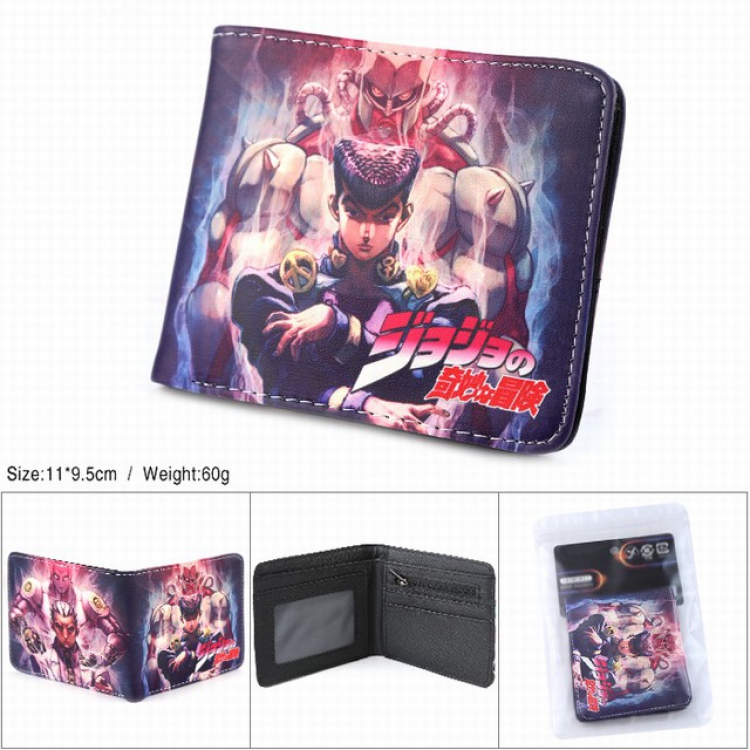 JoJos Bizarre Adventure Full color silk screen two fold short card bag wallet purse