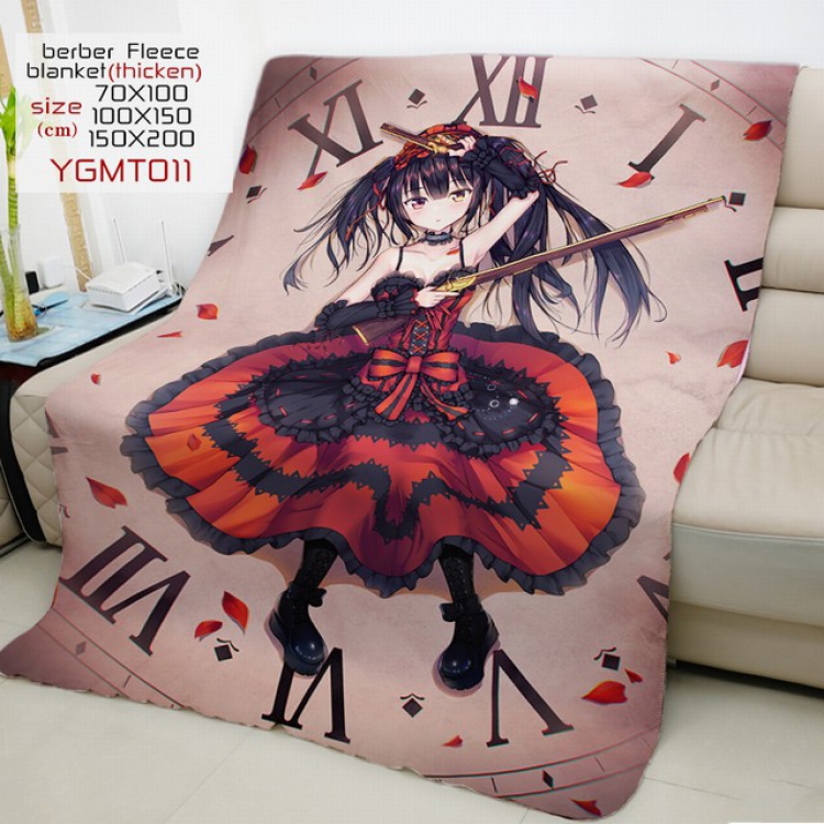 Date A Live Anime double-sided printing super large lambskin blanket 150X200CM YGMT011