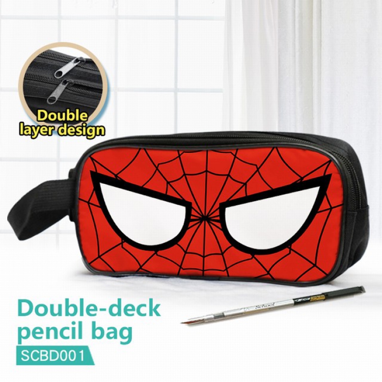 SCBD001-Spiderman Double waterproof pencil case 25X7X12CM