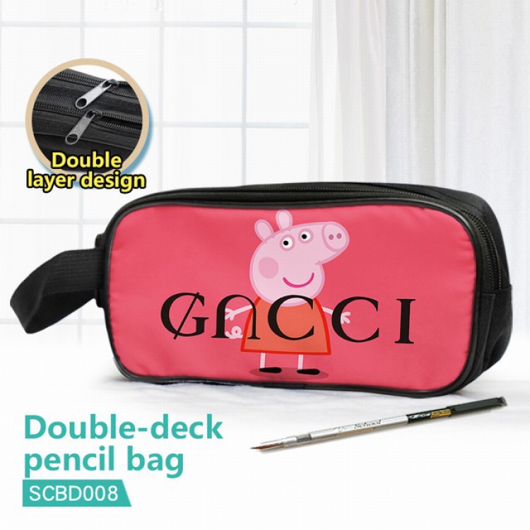 SCBD008-Peppa pig Double waterproof pencil case 25X7X12CM
