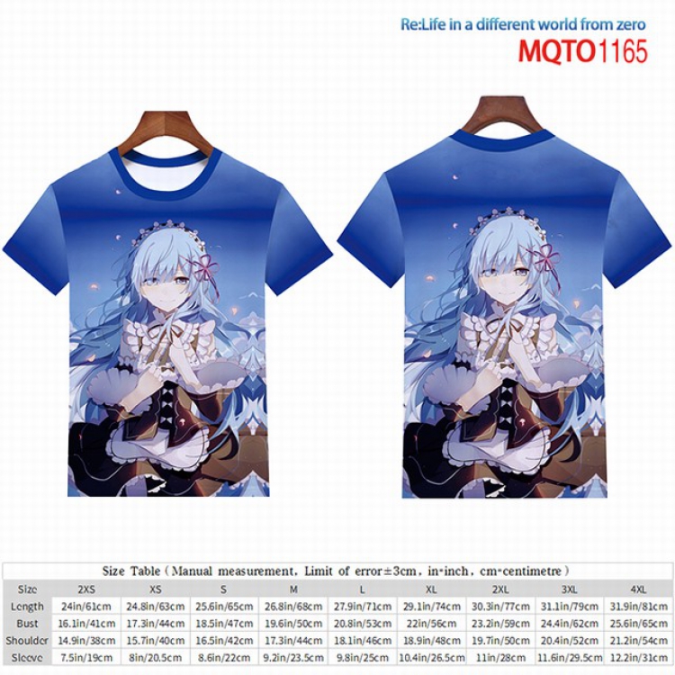 Re:Zero kara Hajimeru Isekai Seikatsu Full color short sleeve t-shirt 9 sizes from 2XS to 4XL MQTO-1165