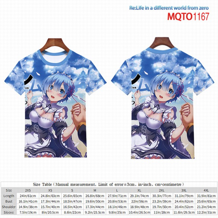Re:Zero kara Hajimeru Isekai Seikatsu Full color short sleeve t-shirt 9 sizes from 2XS to 4XL MQTO-1167