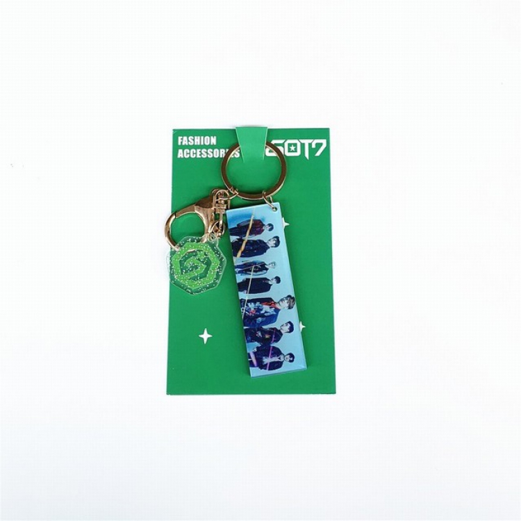 Got7 Double-sided color printing acrylic keychain tag pendant 2.5X7.5CM 13G a set price for 5 pcs