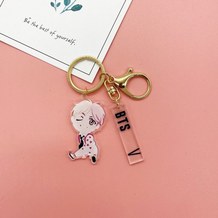 BTS V Cartoon acrylic keychain pendant 5CM 17G a set price for 5 sets